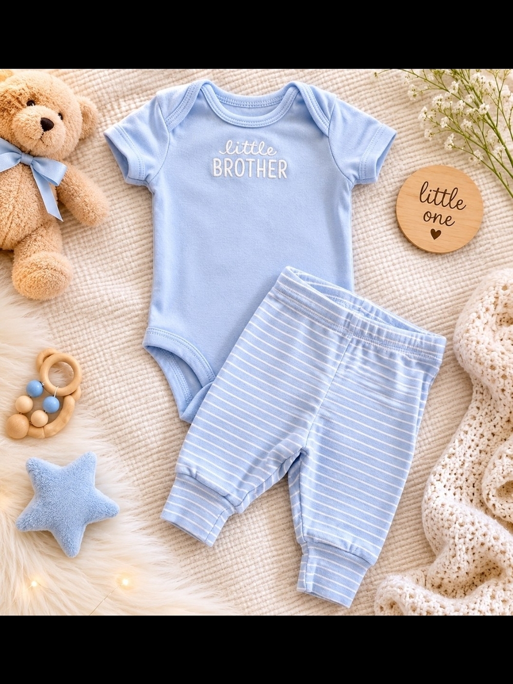 Carter's Light Blue Striped Newborn Onesie & Pants Set